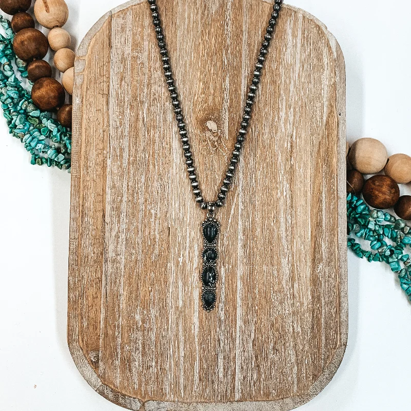 pearl necklaces for women-Lariat Inspired Pendant Necklace in Black