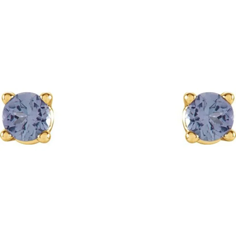 ruby earrings for women-14K Yellow 2.5 mm Natural Tanzanite Stud Earrings