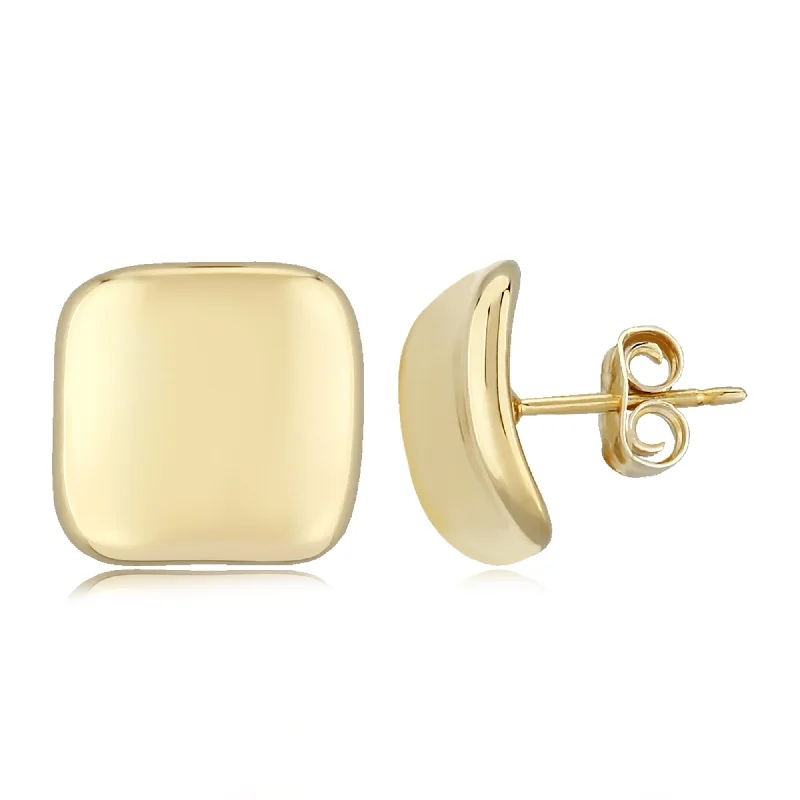 classic drop earrings for women-14K Yellow Gold 10mm Inverted Square Stud Earrings