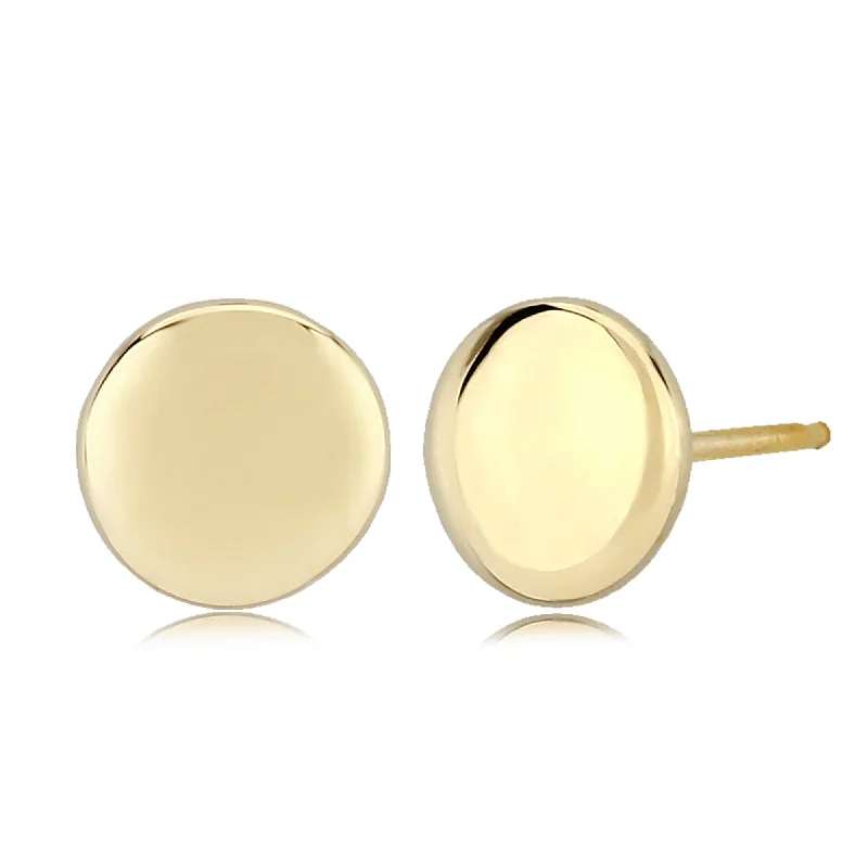 designer earrings for women-14KG 8mm Flat Round Stud Earrings