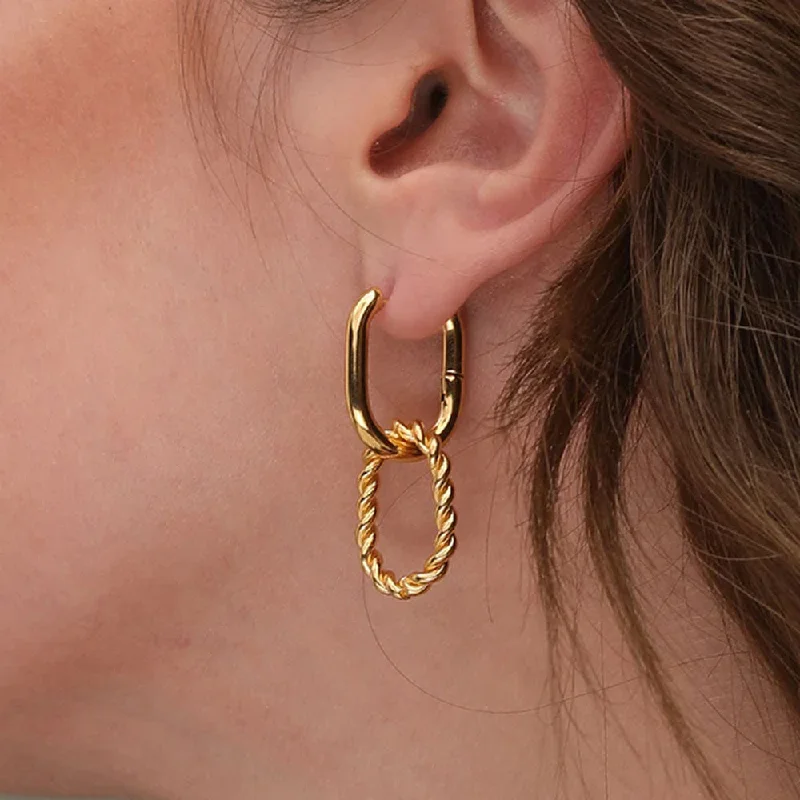 modern earrings for women-Double Rings Hoop Earrings