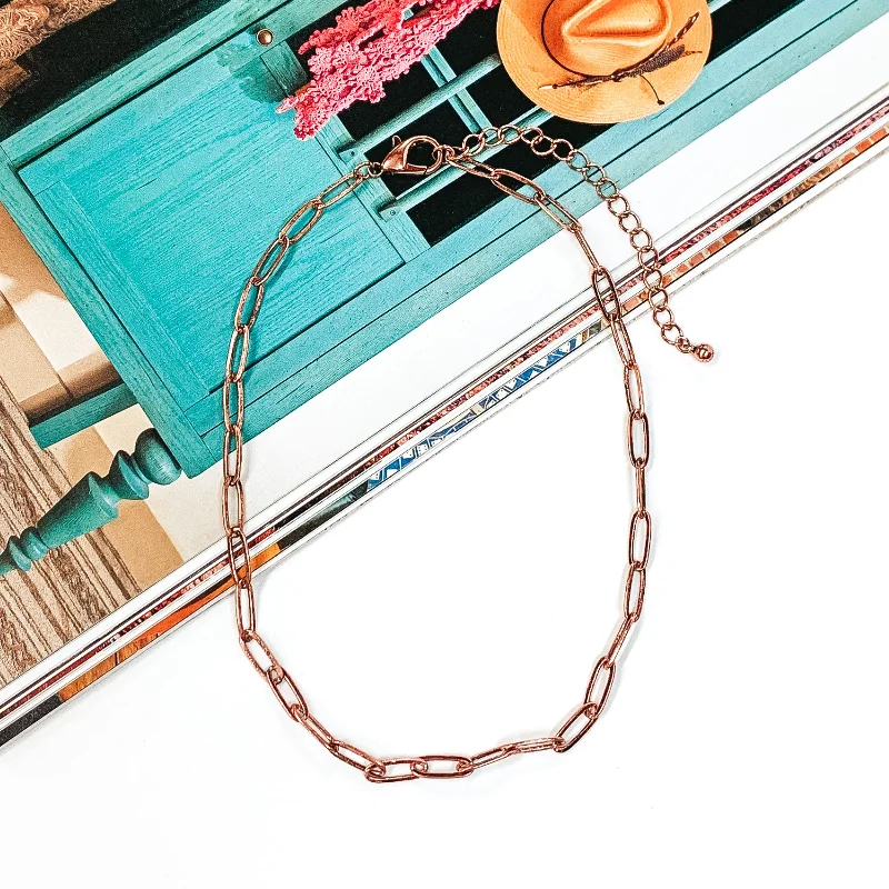 wedding pendant necklaces for women-Tell A Story Paperclip Chain in Worn Copper Tone