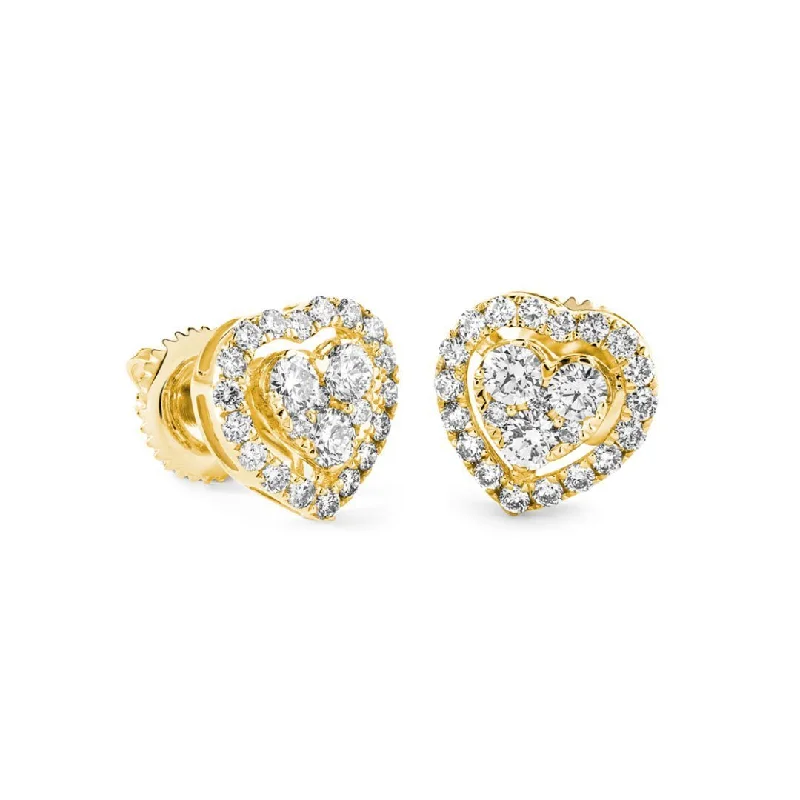 silver-plated earrings for women-Heart Pave Halo Earrings