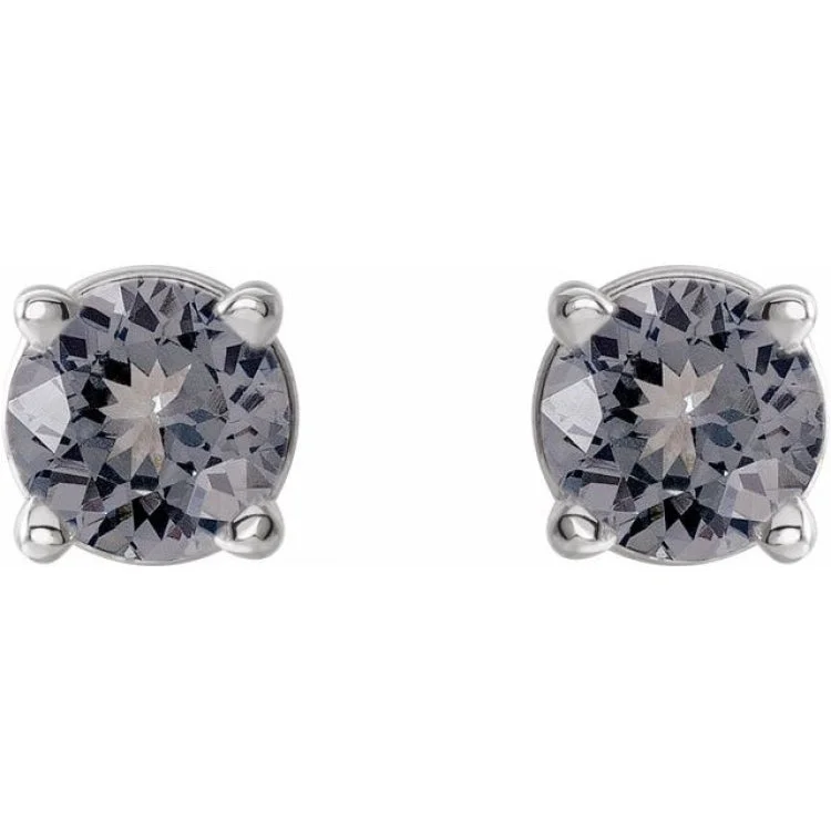 oversized earrings for women-14K White 3 mm Natural Gray Spinel Stud Earrings