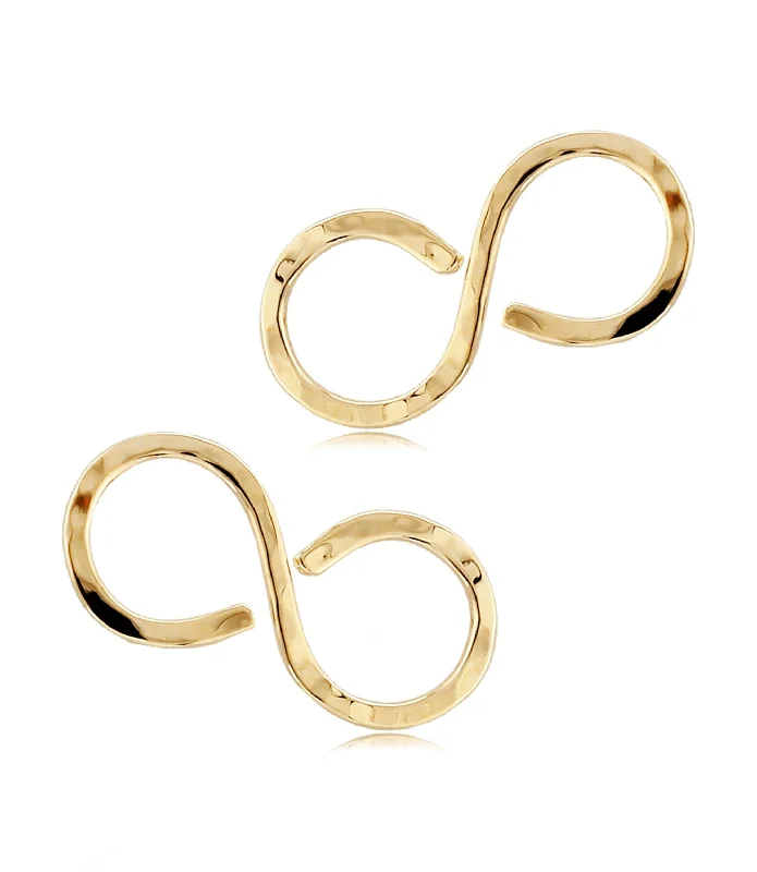 gold-plated earrings for women-14KY Hammered Infinity Earrings