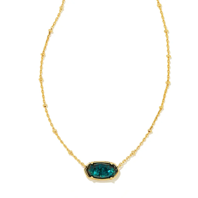 opal necklaces for women-Kendra Scott | Faceted Elisa Short Pendant Necklace Gold Dark Teal Mica