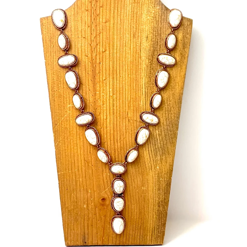 custom pendant necklaces for women-Western Stone Lariat Necklace in Ivory