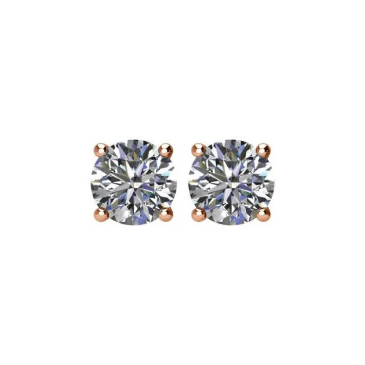 stud earrings for women-14K Rose 1 CTW Natural Diamond Stud Earrings