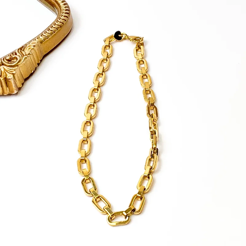 lock necklace pendants for women-Bracha | Frances Gold Tone Chunky Chain Necklace