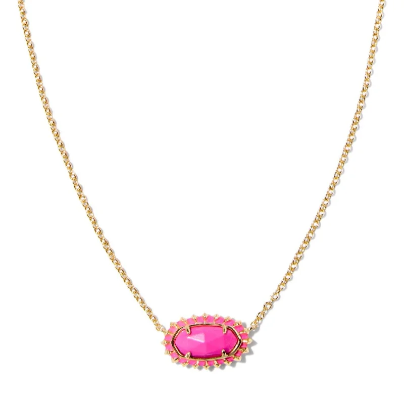 custom pendant necklaces for women-Kendra Scott | Elisa Gold Color Burst Frame Short Pendant Necklace in Neon Pink Magnesite