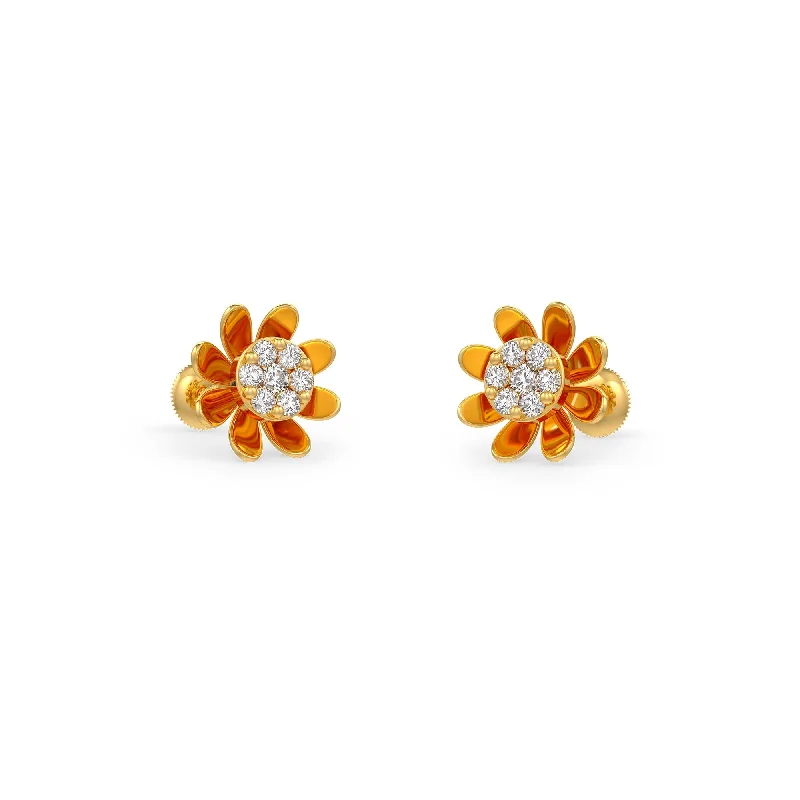 pearl earrings for women-Sunflower Pave Earrings