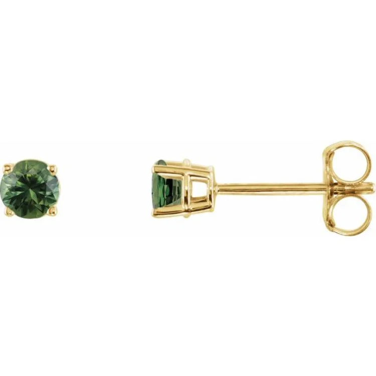 matching earrings for women-14K Yellow 3 mm Natural Green Sapphire Stud Earrings