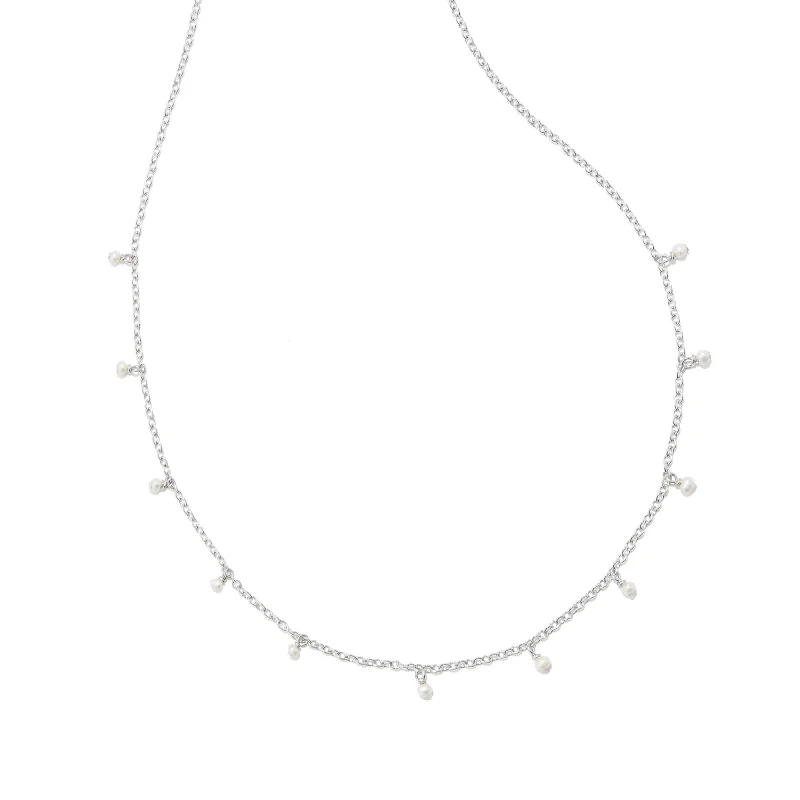 infinity necklaces for women-Kendra Scott |Willa Silver Pearl Strand Necklace in White Pearl