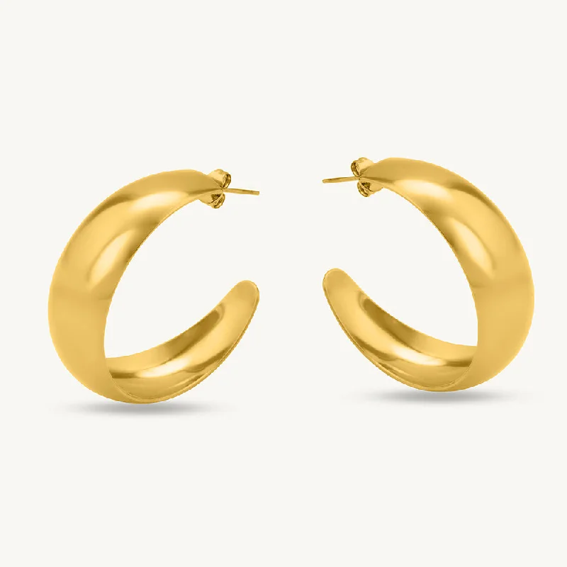 designer earrings for women-Statement Gold Hoop Earrings