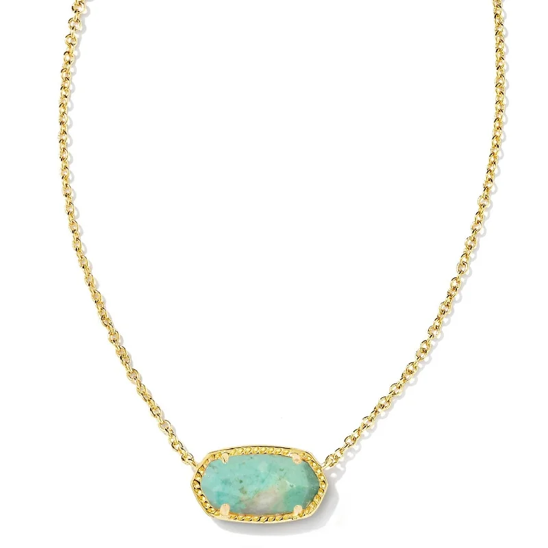 snake chain necklaces for women-Kendra Scott | Elisa Gold Short Pendant Necklace in Sea Green Chrysocolla