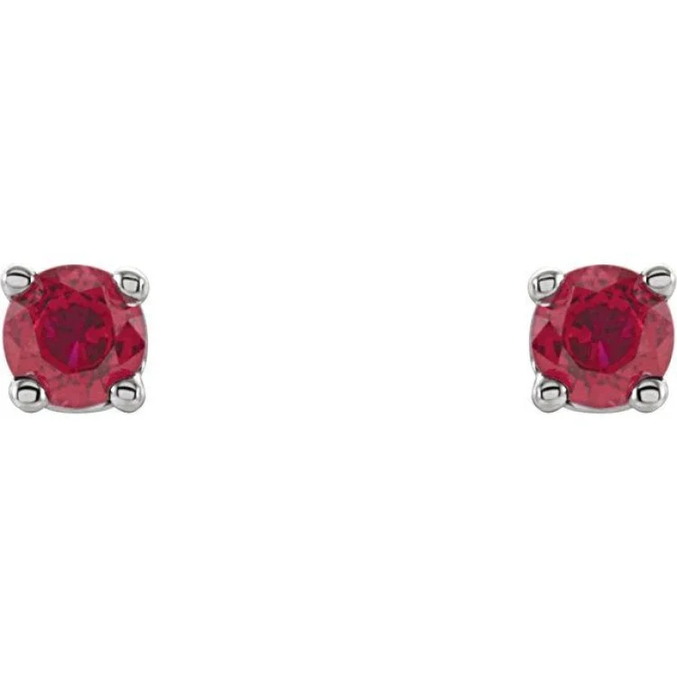 gold drop earrings for women-14K White 2.5 mm Natural Ruby Stud Earrings