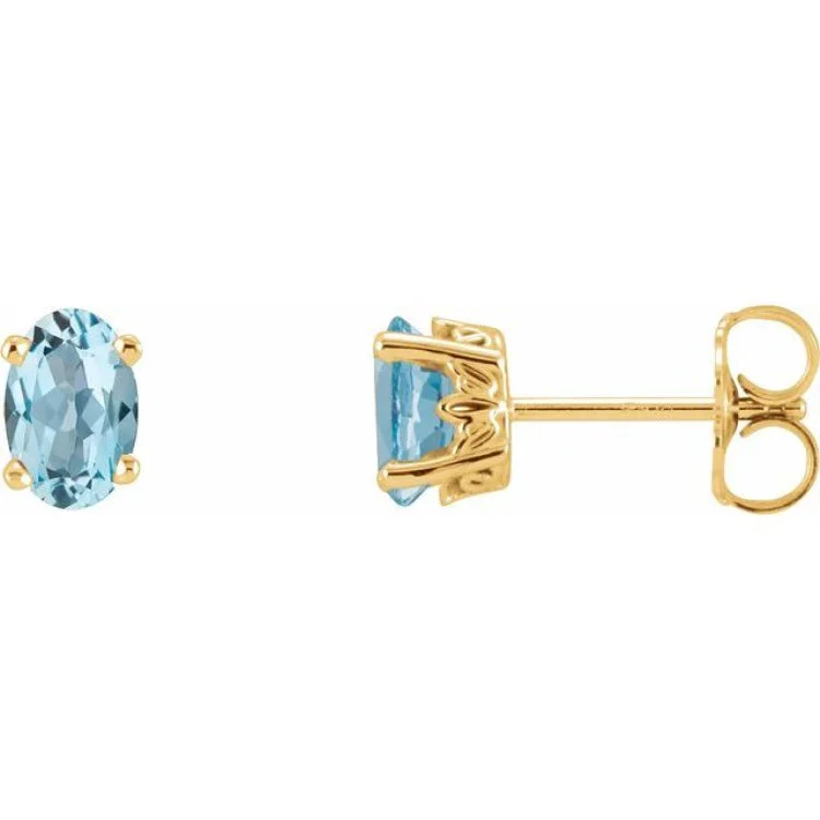 colorful earrings for women-14K Yellow Natural Sky Blue Topaz Earrings