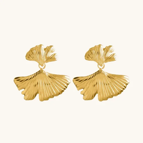 bold earrings for women-Gold Leaf Drop Earrings