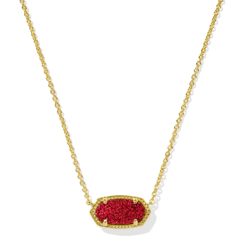 luxury necklaces for women-Kendra Scott | Elisa Gold Short Pendant Necklace in Bright Red Drusy