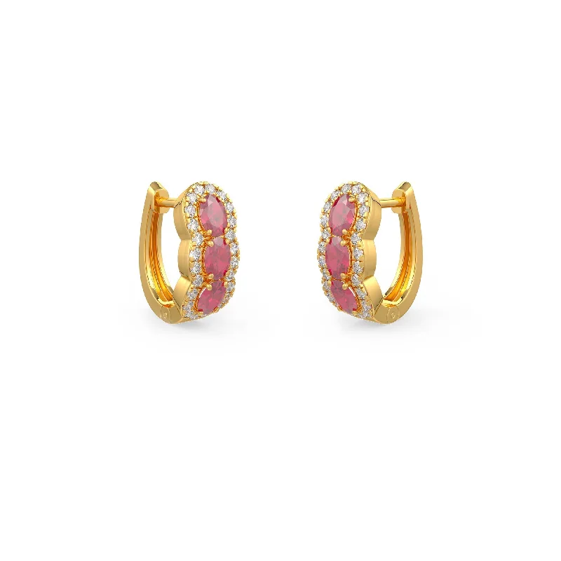 sparkle earrings for women-Ruby Trail Huggies