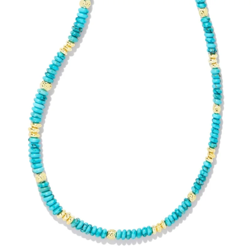 personalized birthstone necklaces for women-Kendra Scott | Deliah Gold Strand Necklace in Variegated Turquoise Magnesite