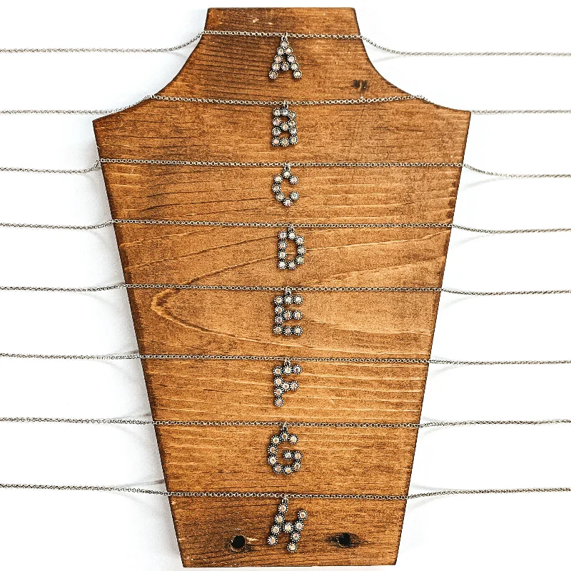 dainty gold necklaces for women-AB Crystal Initial Necklaces in Silver