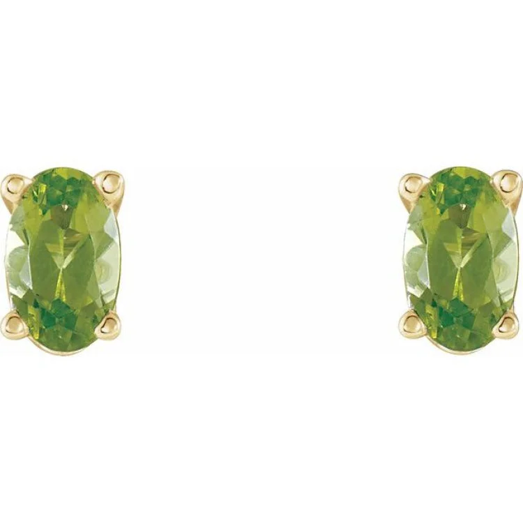 flower earrings for women-14K Yellow Natural Peridot Earrings