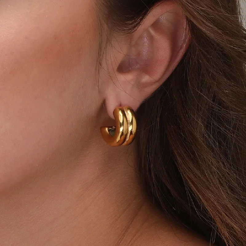 oversized earrings for women-Plain Chunky Hoop Earrings