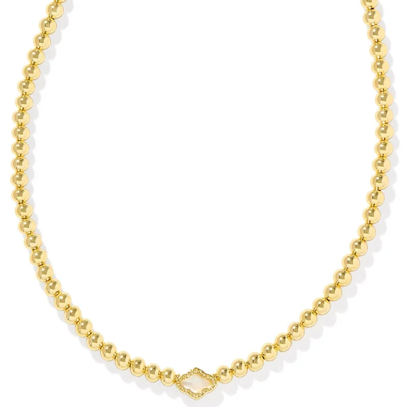 gemstone necklaces for women-Kendra Scott | Abbie Gold Beaded Necklace in Natural Mother of Pearl