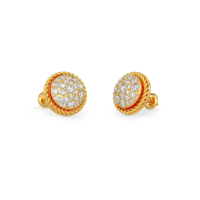 pearl drop earrings for women-Gold Halo Diamond Earrings