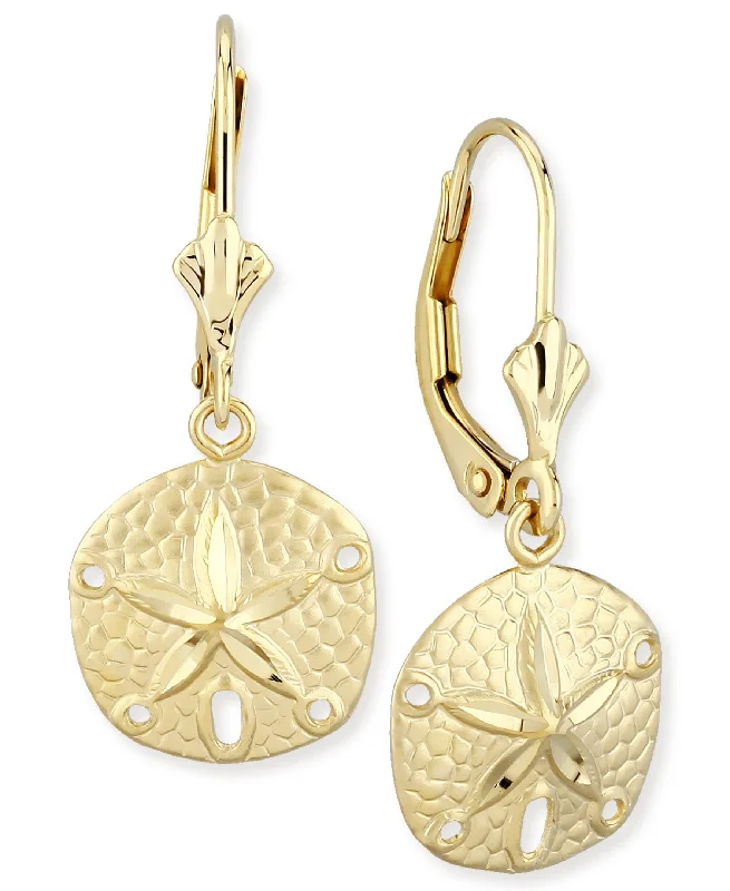 cubic zirconia earrings for women-14K Yellow Gold Sand Dollar L/B Earrings