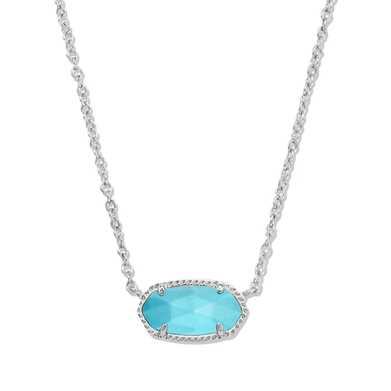 turquoise necklaces for women-Kendra Scott | Elisa Silver Pendant Necklace in Variegated Turquoise Magnesite