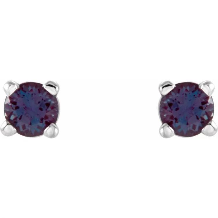 gemstone stud earrings for women-14K White 2.5 mm Lab-Grown Alexandrite Stud Earrings