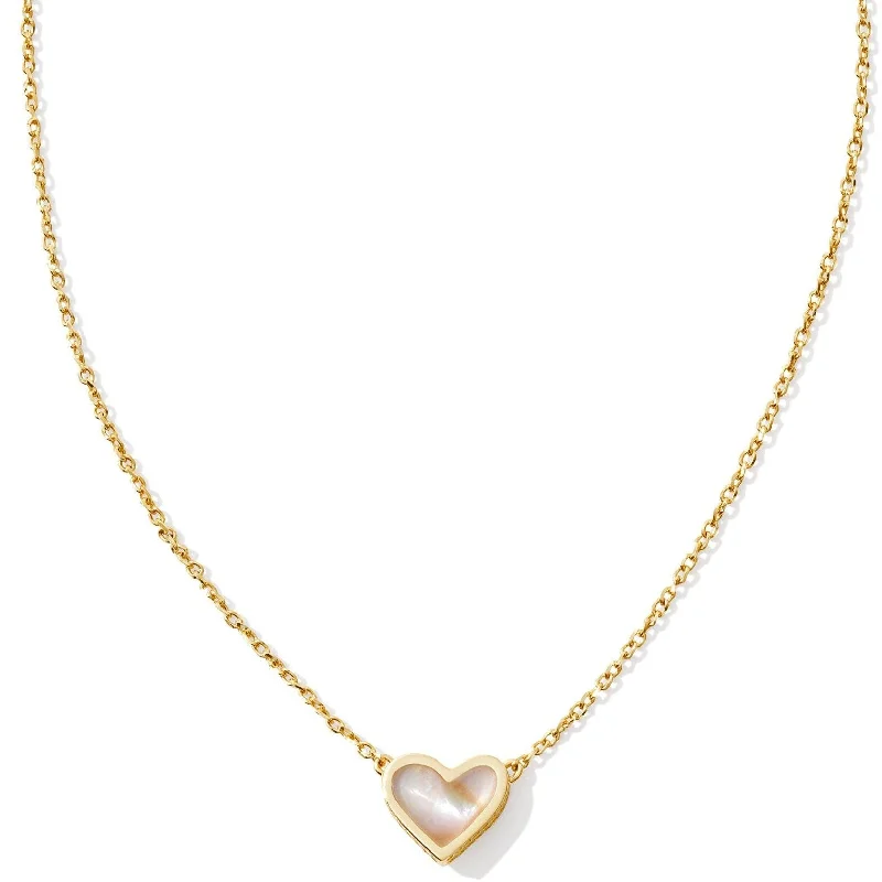 zodiac necklaces for women-Kendra Scott | Framed Ari Heart Gold Short Pendant Necklace in Iridescent Abalone