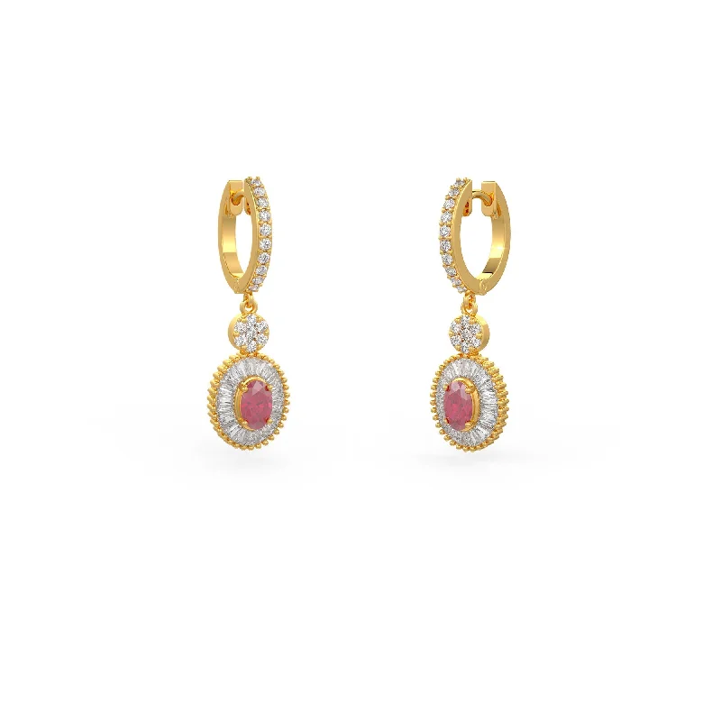 classic pearl earrings for women-Ruby Ballerina Huggies