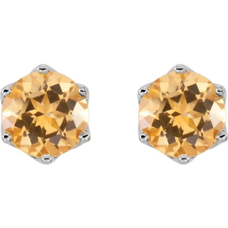 dainty earrings for women-14K White Natural Citrine Earrings