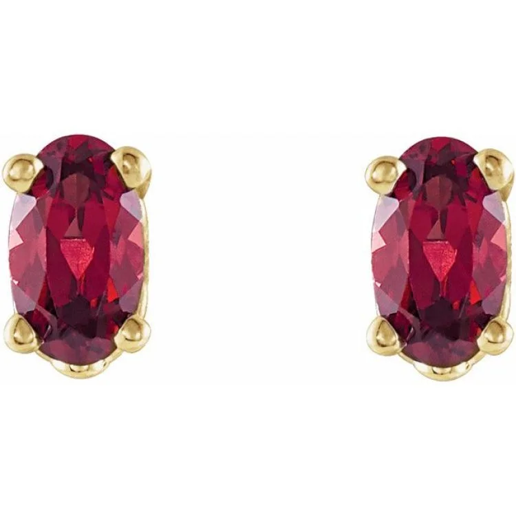 gemstone drop earrings for women-14K Yellow Natural Mozambique Garnet Earrings