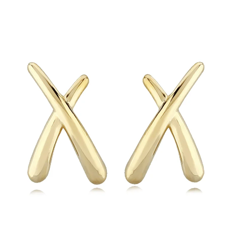 vintage drop earrings for women-14K Yellow Gold Ex-Sm. "X" Earrings