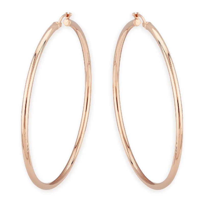 trendy earrings for women-14K Rose Gold 2.5X40mm S/D Tube Earrings