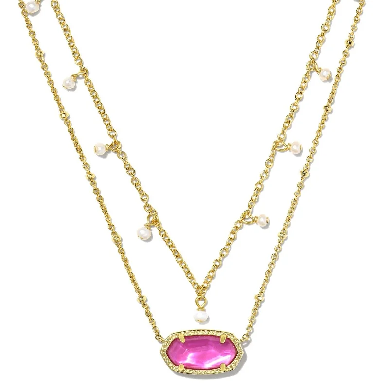 crystal heart necklaces for women-Kendra Scott | Elisa Gold Pearl Multi Strand Necklace in Azalea Illusion