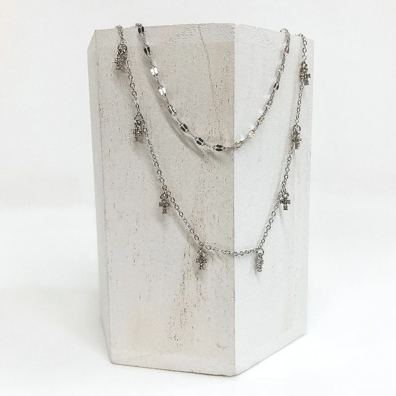 custom necklaces for women-Glimmer of Hope Dainty Cross Necklace in Silver