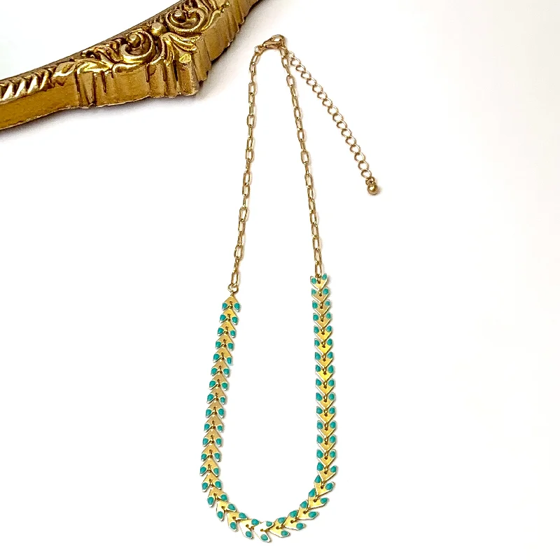 wedding necklaces for women-Spiked Necklace in Gold/Teal