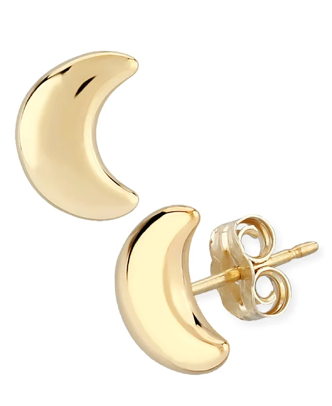 rose gold earrings for women-14K Yellow Gold 8mm Half Moon Stud Earrings