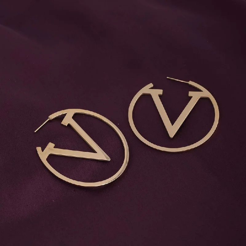 birthday earrings for women-V Round Hoop Earrings