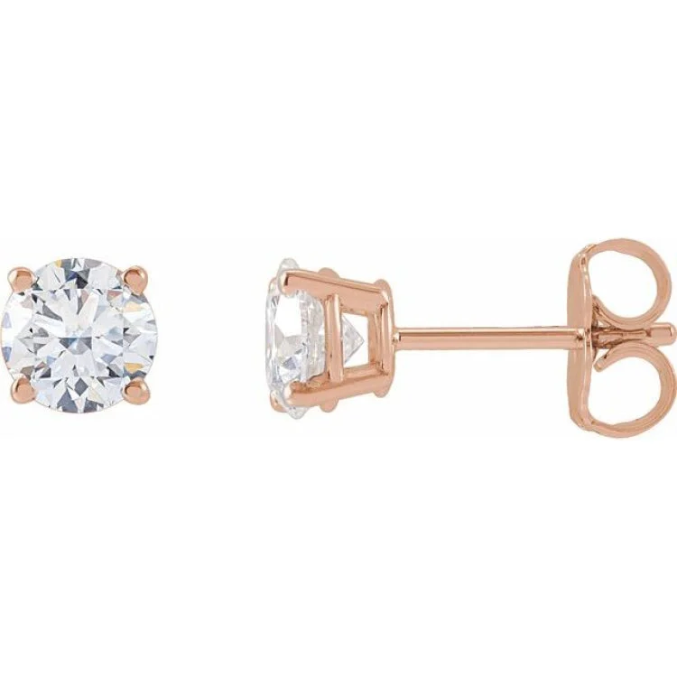 boho earrings for women-14K Rose 1 CTW Lab-Grown Diamond Stud Earrings