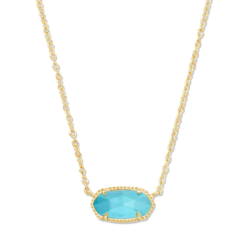 layered necklaces for women-Kendra Scott | Elisa Gold Pendant Necklace in Variegated Turquoise Magnesite