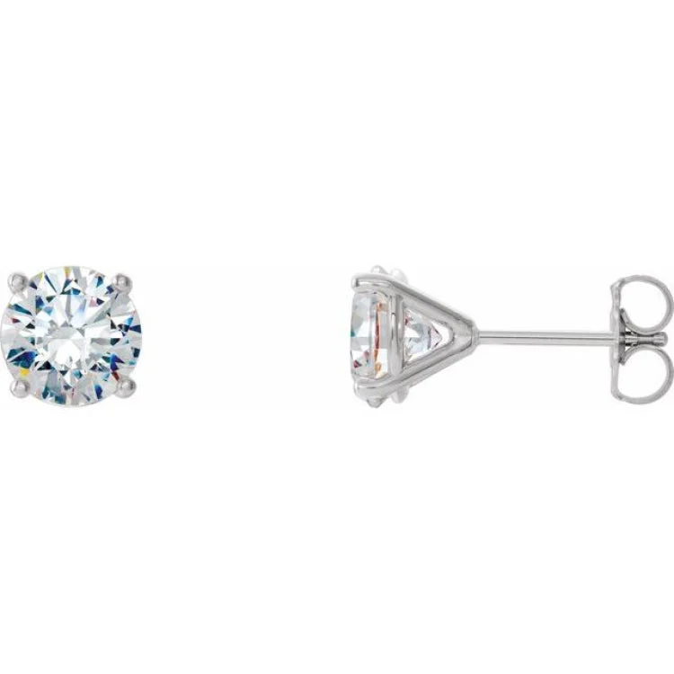 hoop stud earrings for women-14K White 1 CTW Lab-Grown Diamond 4-Prong Stud Earrings