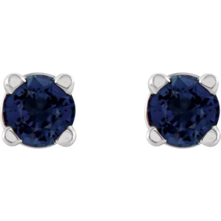 big earrings for women-14K White 2.5 mm Natural Blue Sapphire Stud Earrings