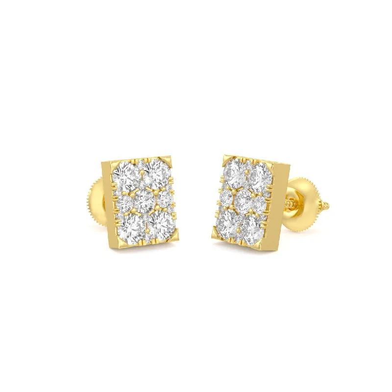 diamond drop earrings for women-Rectangle Pave Earrings