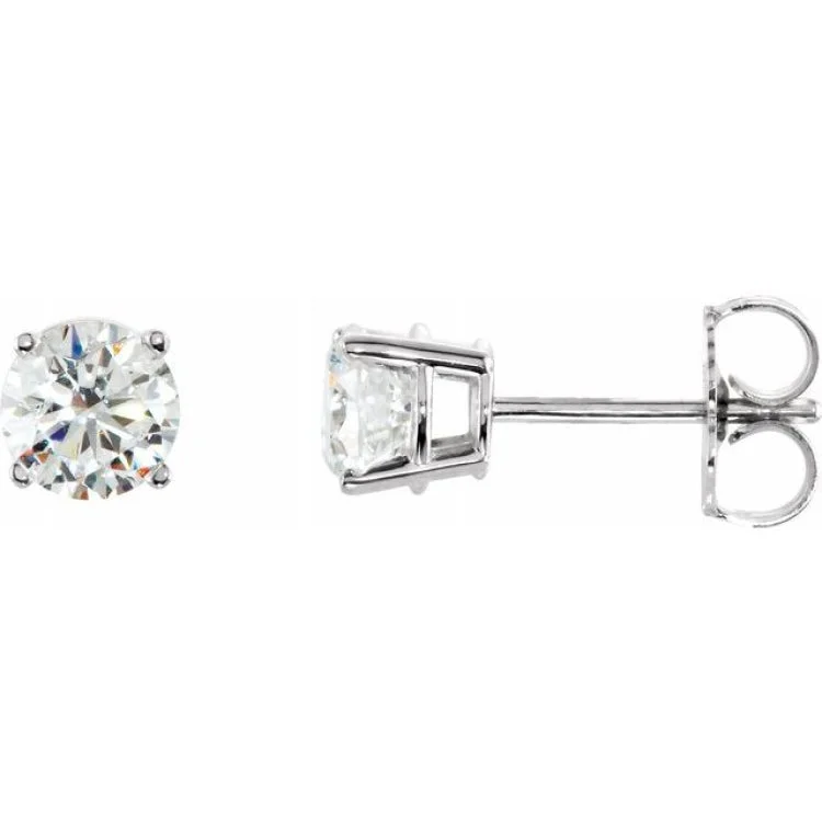 pearl stud earrings for women-Sterling Silver 6 mm Imitation White Cubic Zirconia Stud Earrings